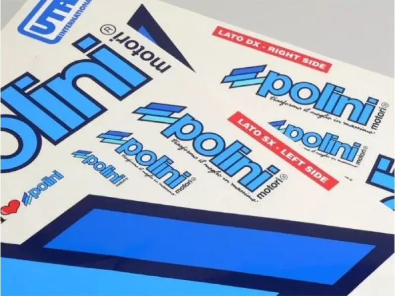 Stickerset Polini Team Polini 2x 297x420mm  Blauw
