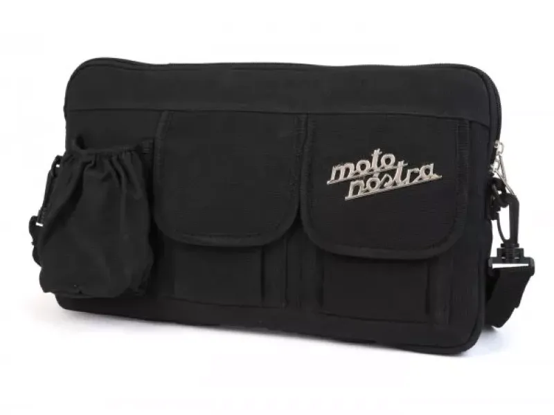 Tas Voor Bagageruimteklep (Incl. Bekerhouder) Moto Nostra Classic Waxed Canvas Geschikt Voor B.V. Vespa Lambretta Gtv Gts Hpe Supertech Touring  Zwart