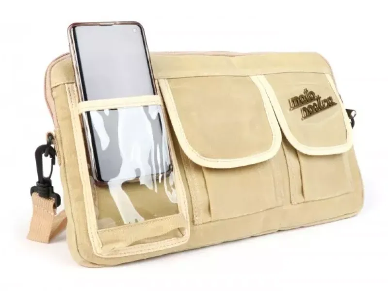 Tas Voor Bagageruimteklep (Incl. Gsm Hoesje (Tot 6,2 Inch Bijv. IPhone 11) Moto Nostra Classic Waxed Canvas Geschikt Voor B.V. Vespa Lambretta Gtv Gts Hpe Supertech Touring  Beige