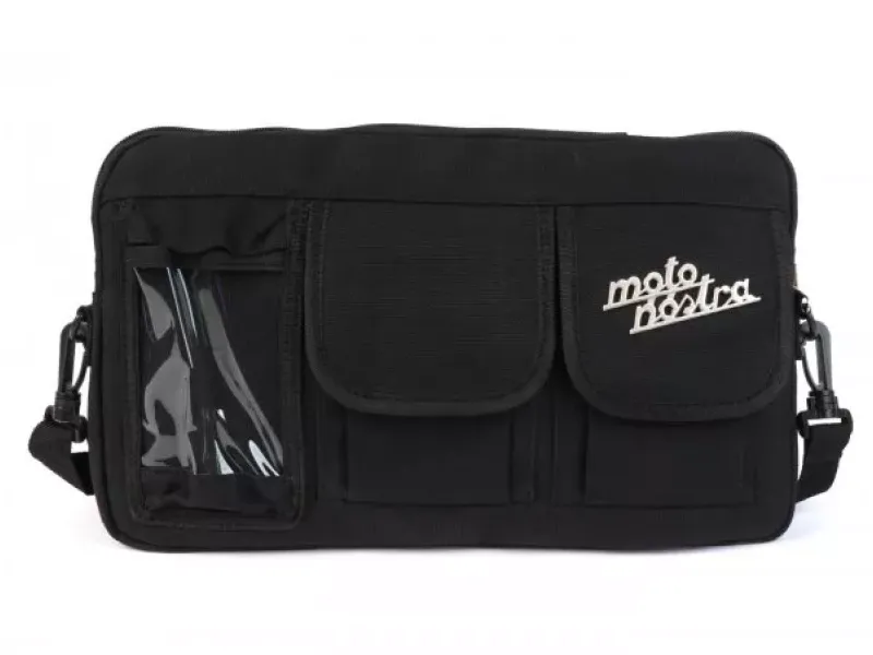 Tas Voor Bagageruimteklep (Incl. Gsm Hoesje (Tot 6,2 Inch Bijv. IPhone 11) Moto Nostra Classic Waxed Canvas  Geschikt Voor b.v. Vespa Lambretta Gtv Gts Hpe Supertech Touring  Zwart