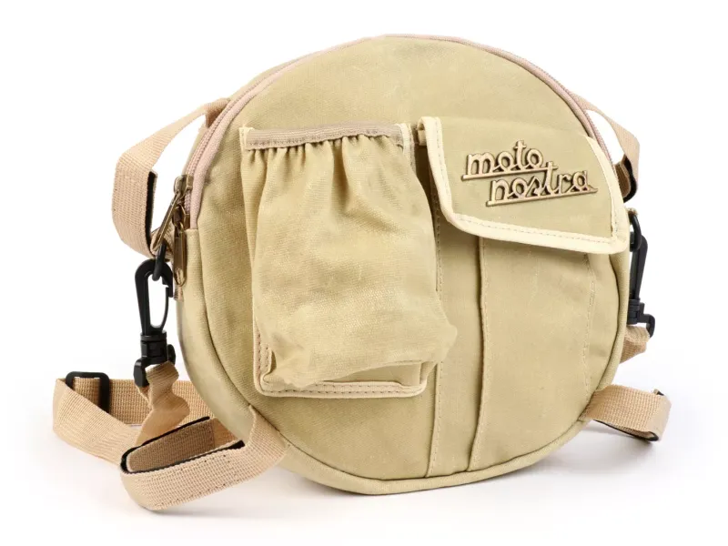 Tas Voor Reservewielhouder (incl. Bekerhouder MOTO NOSTRA Classic Waxed Canvas'- Geschikt Voor b.v. Vespa Lambretta Beige