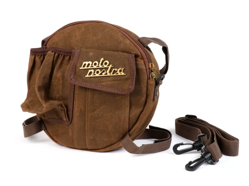 Tas Voor Reservewielhouder incl. Bekerhouder MOTO NOSTRA Classic 'Waxed Canvas' Geschikt Voor b.v. Vespa Lambretta Bruin