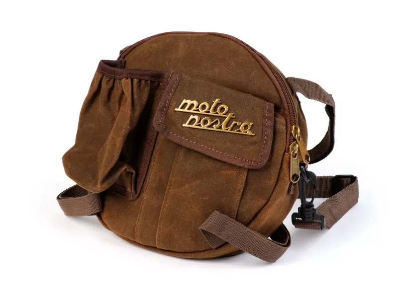 Tas Voor Reservewielhouder incl. Bekerhouder MOTO NOSTRA Classic 'Waxed Canvas' Geschikt Voor b.v. Vespa Lambretta Bruin