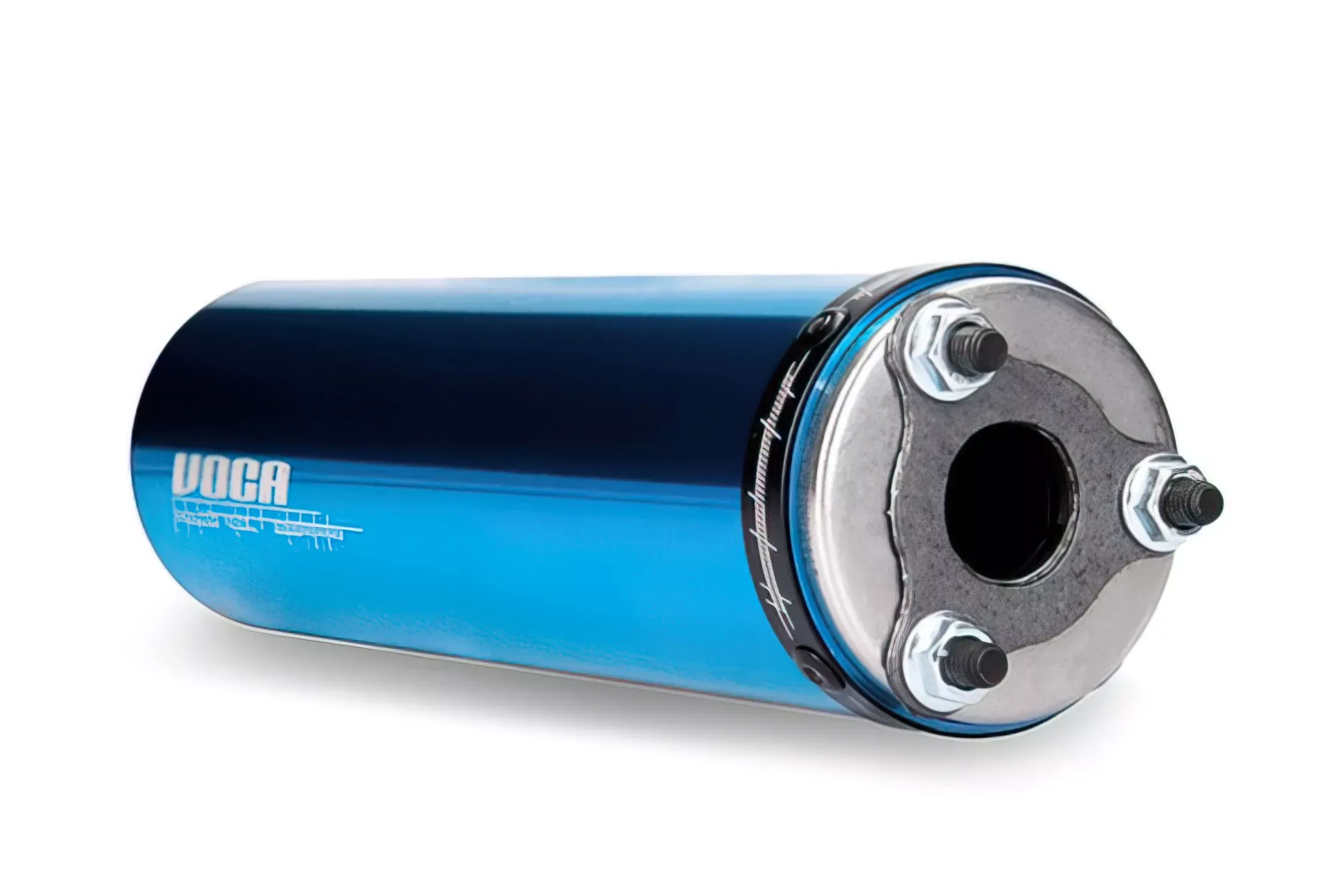 Voca Uitlaat 50/70CC Chroom / Blauw Aluminum Geluiddemper (CE) Derbi Senda Euro 2 / Euro 3