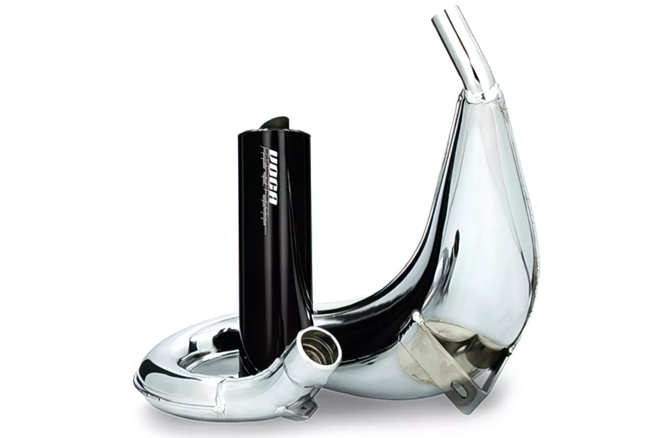 Uitlaat Voca Cross Verchroomd 50 / 70CC CE Zwart Aprilia SX / Derbi DRD