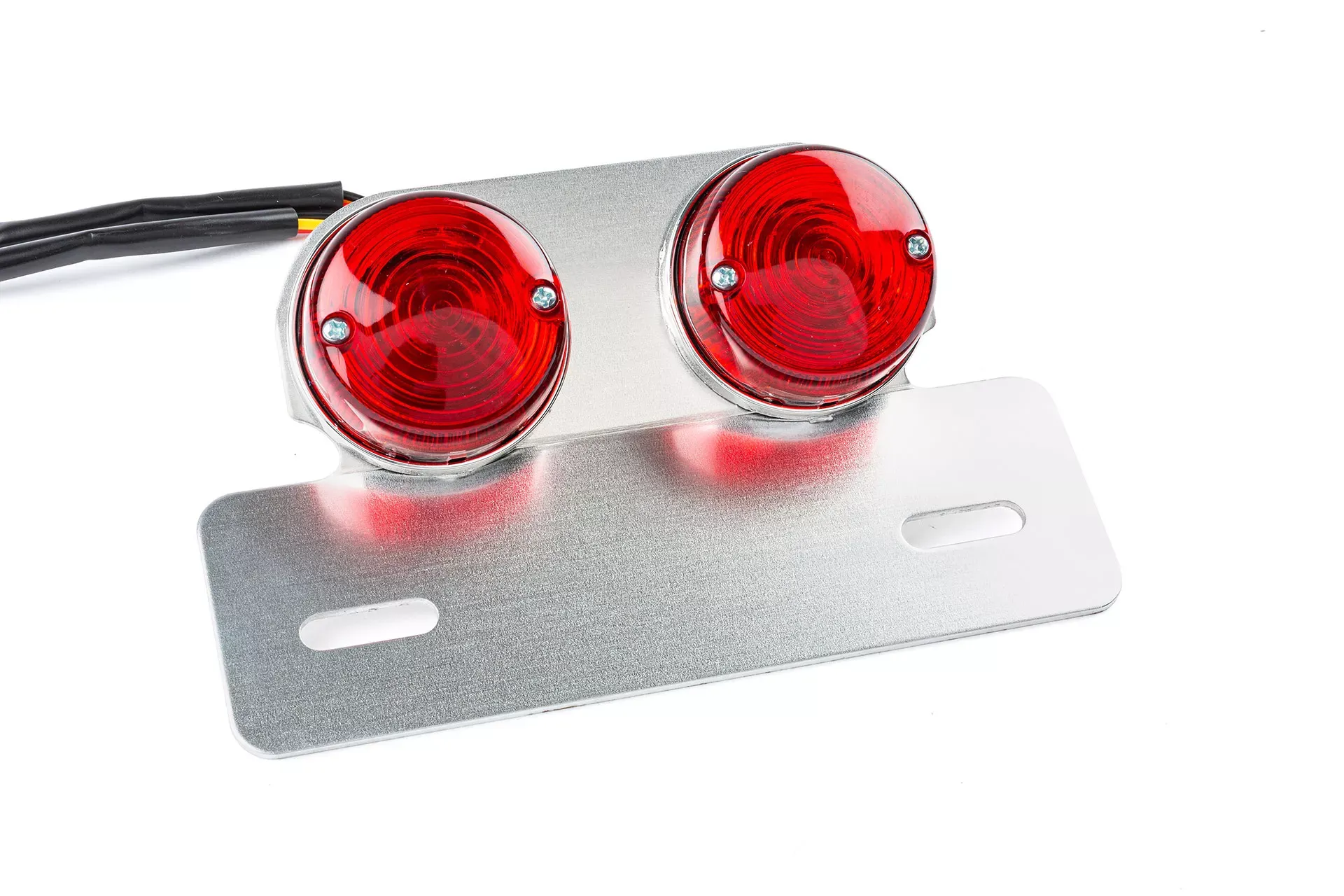 Achterlicht Rond Rood M. Zilveren Kentekenplaathouder