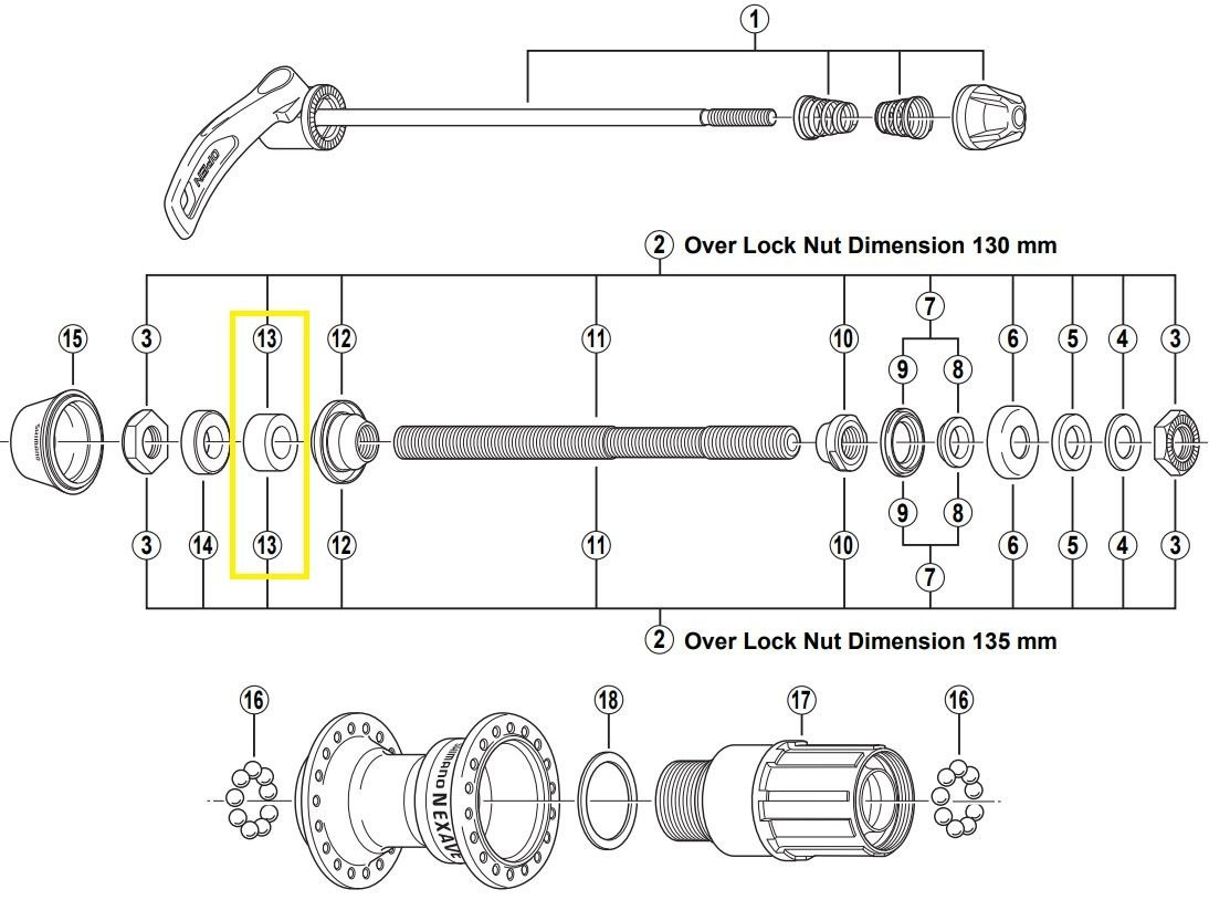 Afstandsbus Links Shimano 8 mm