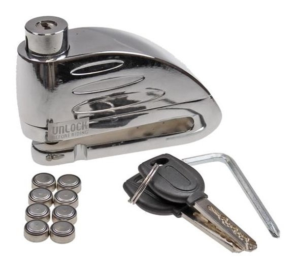 Schijfremslot Scooter - Chroom (met alarm)