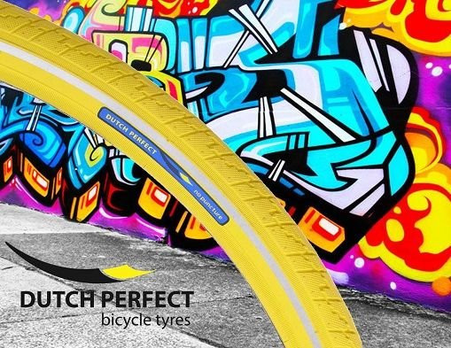 Buitenband Dutch Perfect 28 x 1.40- 40-622mm Anti-lek Geel Met Reflectie