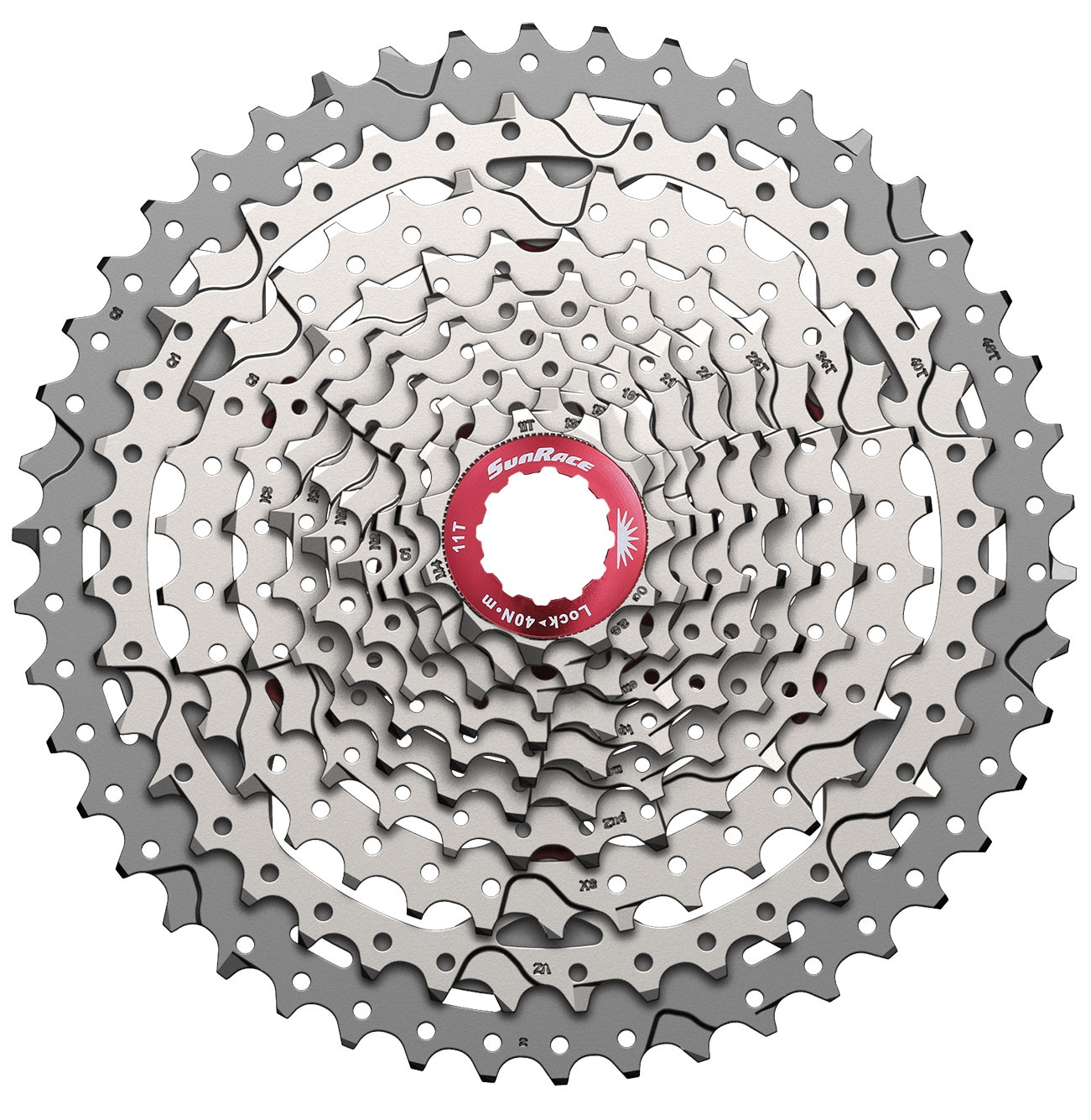 Cassette 10 Speed Sunrace CSMX3 11-46T Zilver Rood