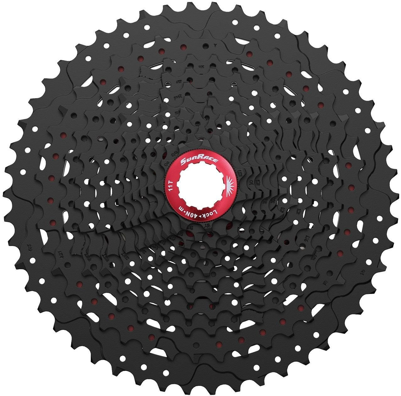 Cassette 12 Speed Sunrace CSMZ90 11-50T Zwart Met Rode Spider