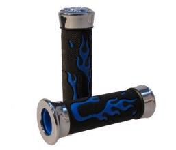 Handvatset Flame - Custom zwart, blauw en chrome