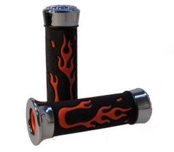 Handvatset Flame - Custom zwart, orange en chrome