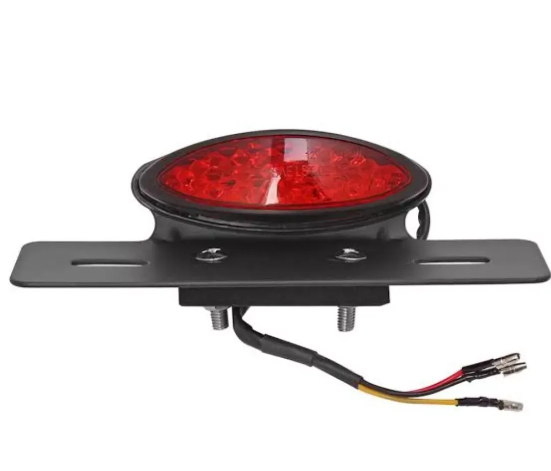 Achterlicht Uni Ovaal Led (Rood) CE + Steun Zwart