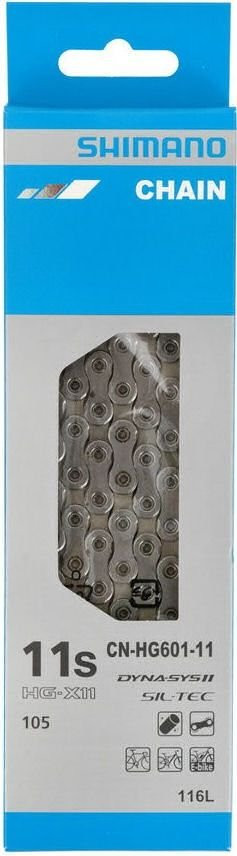 Ketting 11 Speed Shimano HG601 105 Race/MTB/E-bike Met Quick Link 116 Schakels (20 Stuks Werkplaatsverpakking)