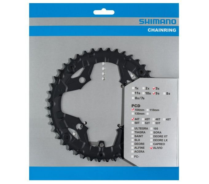 Kettingblad 44 Tands Shimano Alivio FC-T4060 9 Speed Zwart