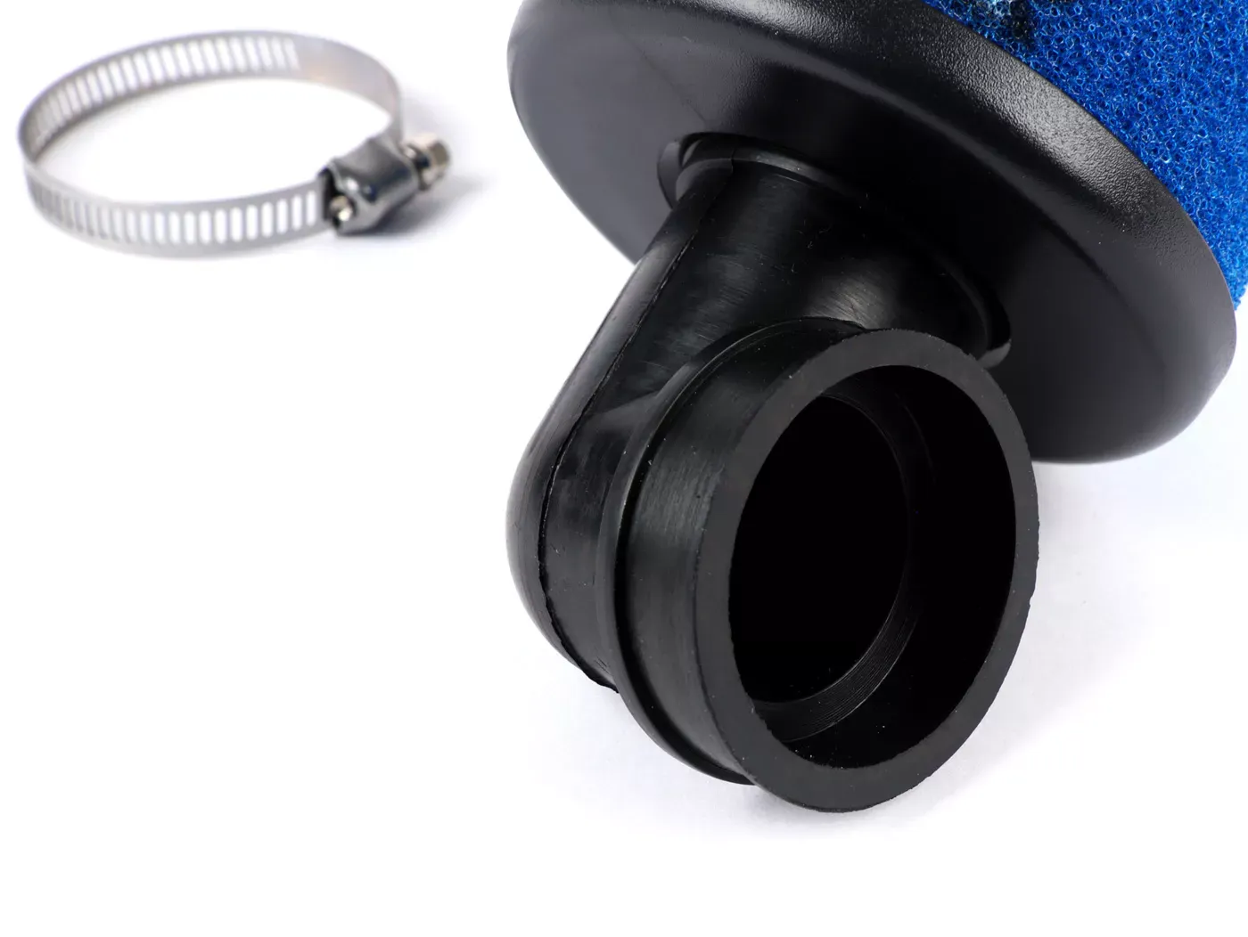 Luchtfilter Polini Evolution 90掳, l=190mm  Aansluitbreedte = ø39mm Blauw Gebruikt Voor Dell'orto