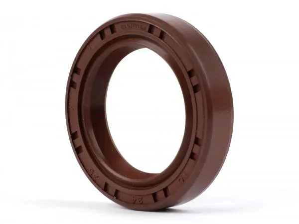 oliekeerring (met stoflip) 24x35x7mm BGM pro bruin fkm viton (e10 etahnol bestendig) gebruikt voor krukas piaggio 125 180 cc 2 takt (skr runner dragster tph) past ook op vespa px ets t5 cosa lml star 2t