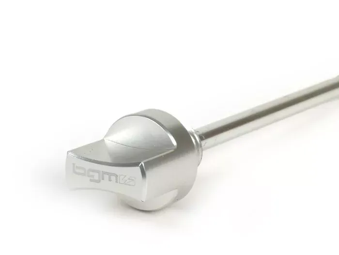 olievuldop met peilstok  BGM pro, versnellingsbakolie  piaggio leader/quasar/hpe   vespa et4, lx, lxv, s, gt, gts, gtv, gtl 125 300cc   geanodiseerd zilver