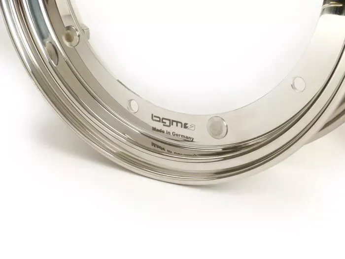 paar velgen  BGM pro 2.10 10 inch  vespa (type px)   vespa smallframe v50, 50n, special, pv, et3, pk50 125 (s/xl/xl2), largeframe px, t5, sprint, rally, gt/gtr, lml star, deluxe   roestvrij staal, gepolijst