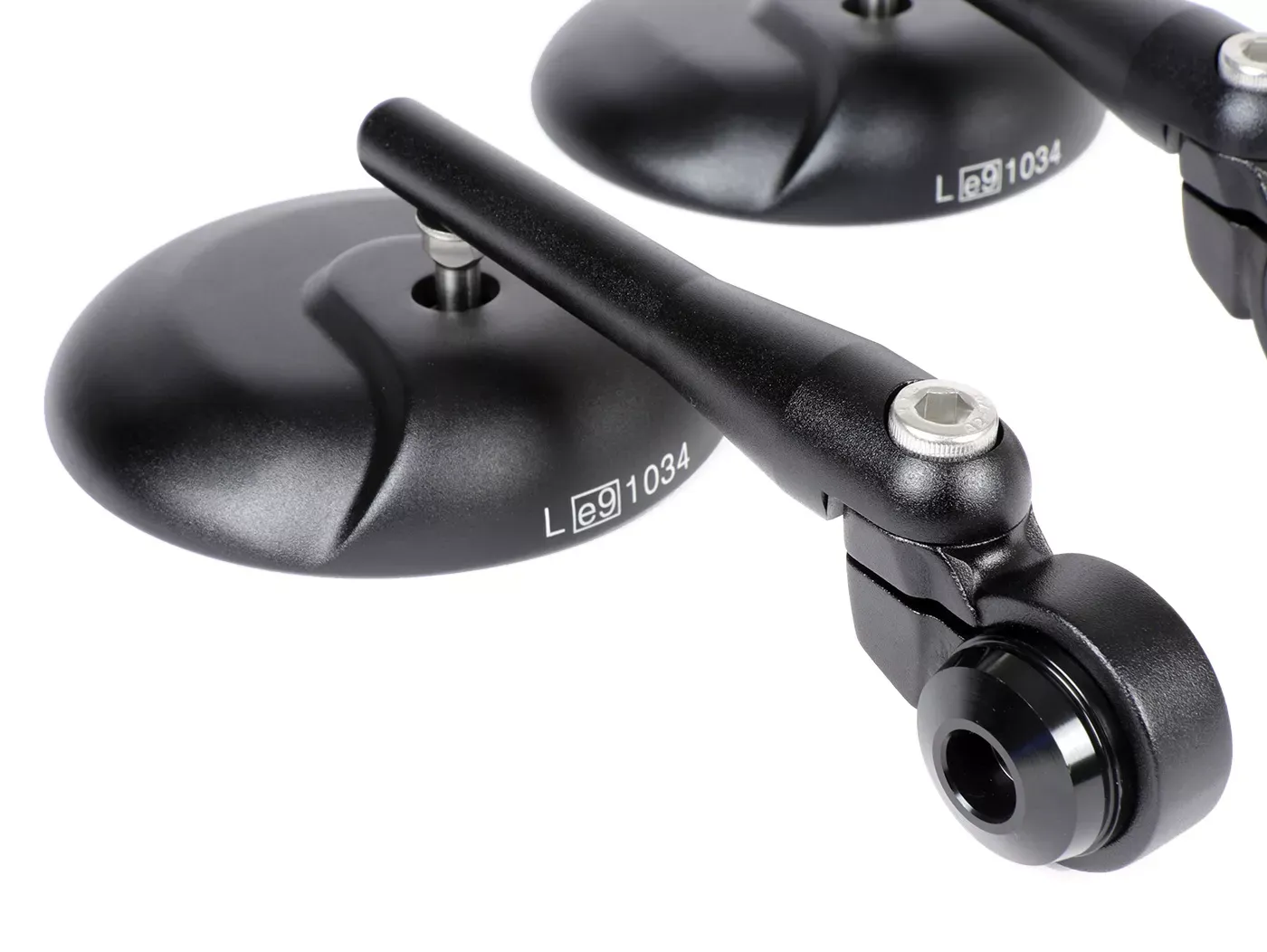 Paar Spiegels MOTO NOSTRA 1406 Aluminium CNC Rond Stuuruiteinden Matzwart