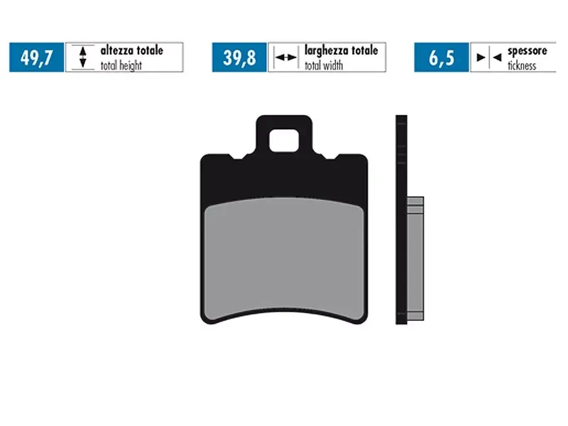 Remblokken Polini - Yamaha Aerox, Gilera Runner, Aprilia SR50 - Voorkant