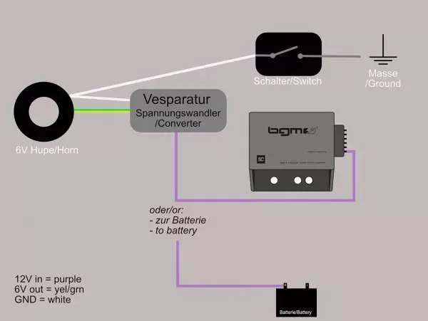 Spanningsomvormer Vesparatur 12v Naar 6v dc Voor 6v dc Hoorn Universeel