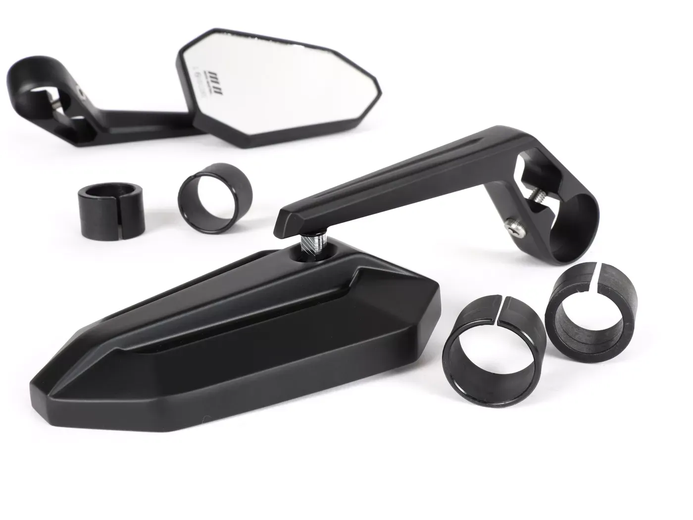 Spiegelset MOTO NOSTRA 1402 Stuuruiteinden Aluminium Mat Zwart Geanodiseerd- E Gemarkeerd