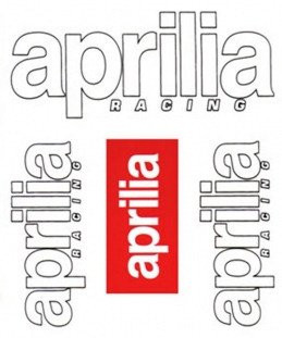 Sticker set - Aprilia woord en logo wit