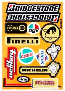 Stickerset o.a. Bridgestone/Castrol/Pirelli 12-Delig 