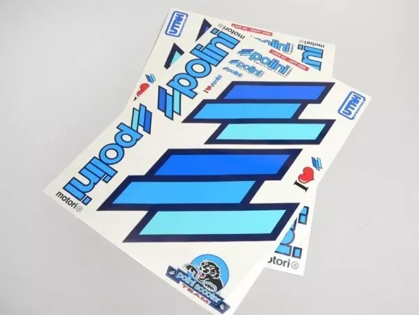 Stickerset Polini Team Polini 2x 297x420mm  Blauw