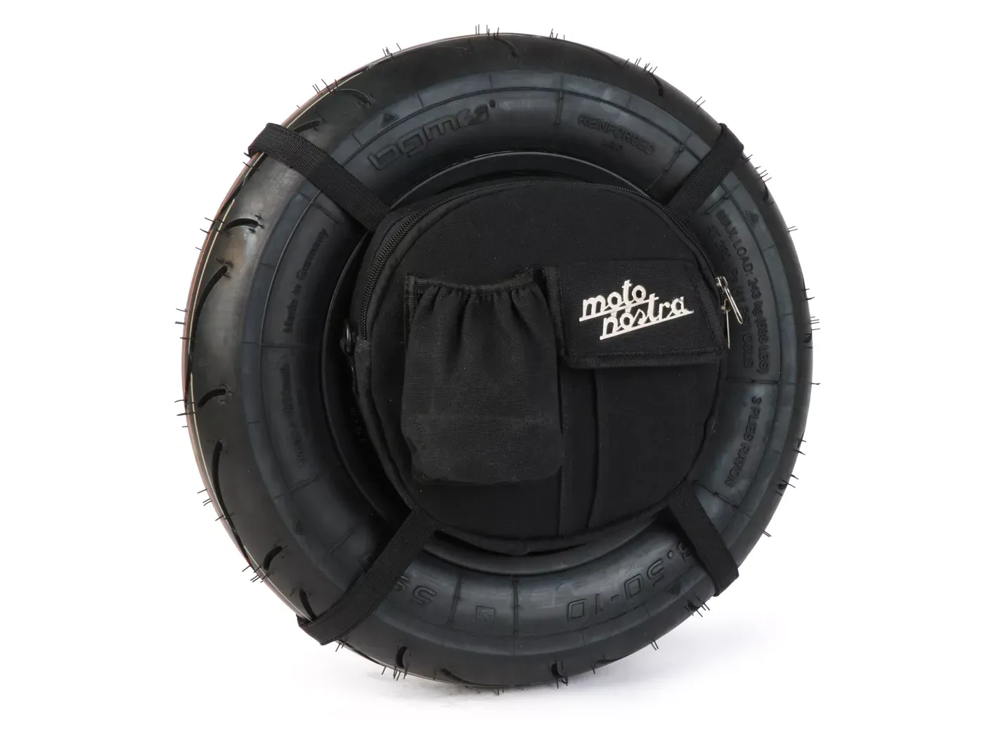 Tas Voor Reservewielhouder (incl. Bekerhoud MOTO NOSTRA Classic 'Waxed Canvas' Geschikt Voor b.v. Vespa, Lambretta Zwart