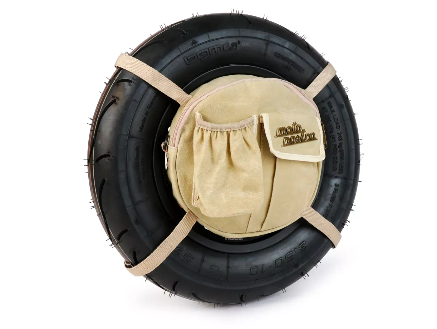 Tas Voor Reservewielhouder (incl. Bekerhouder MOTO NOSTRA Classic Waxed Canvas'- Geschikt Voor b.v. Vespa Lambretta Beige