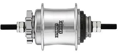 Versnellingsnaaf 2 Speed Sturmey Archer "Automatic A2K" 36 Tands Voor Schijfrem Zilver