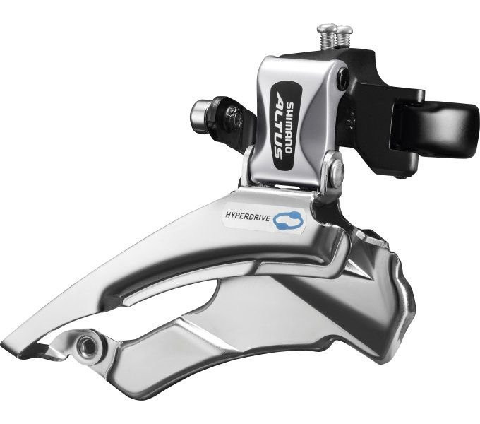 Voorderailleur 3 x 7/8 Speed Shimano Altus FD-M313 Down Swing Dual Pull  Met Hoge Klem 42-48T (66-69°)