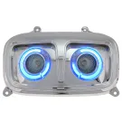 Twee Koplamp BM Style MBK Booster / BW'S 2004 Chroom/Neon Blauw