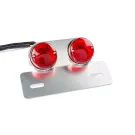 Achterlicht Rond Rood M. Zilveren Kentekenplaathouder