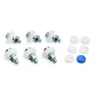 Kentekenplaatschroefset  HS  M6 x 20 6 Stuks Verzinkt Met Doppen, 5 x Wit+ 1 x blauw