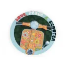 Sticker  95mm Liefde Vrede & Scooter