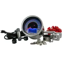Snelheidsmeter Koso Analoog Chroom Chroom Wijzerplaat / Blauwe Verlichting / 0-260 Km/h