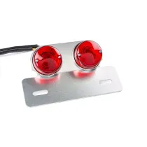 Achterlicht Rond Rood M. Zilveren Kentekenplaathouder