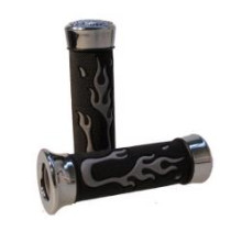 Handvatset Flame - Custom zwart, grijs chrome