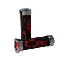 Handvatset Flame - Custom zwart, rood en chrome