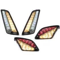 Knipperlichtset Voor Achter MOTO NOSTRA 2K22 (-2014) Dynamisch LED Vlglicht Voorzijde Met Dagrijlicht en Achterzijde Met Positielicht (E-keur) Vespa GT, GTL, GTV, GTS 125-300 Gerookt