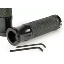 Paar Handvatten (paar) MOTO NOSTRA Alu Rub Ruitpatroon Vespa GT, GTL, GTS 125-200-250-300cc Ø 22,5-24mm, l=128mm Zwart