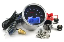 Tachometer Koso Analog 9000RPM / Thermometer  Zwart