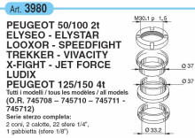 Balhoofdset - Peugeot - Elyseo, Elystar, Looxor en Vivacity