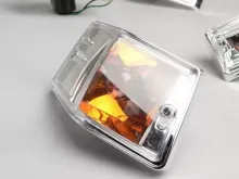 knipperlichtenset BGM originele set van 4 vespa px80, px125, px150, px200, t5 125cc, chromen behuizing gladde lens/oranje lampjes