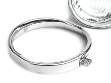 koplamp  vespa ø=115mm  vespa ss50 (v5ss1t), 50sr (v5ss2t), ss90 (v9ss1t), 90 racer (v9ss2t), pv125 (vma1t, vma2t), et3 vmb1t), super (vnc1t/vbc1t)   glas, incl . koplamp rand