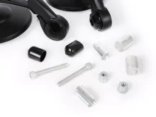 Spiegelset MOTO NOSTRA 1400- Stuuruiteinden Aluminium- Ø=95mm- Mat Zwart Geanodiseerd- E Gemarkeerd